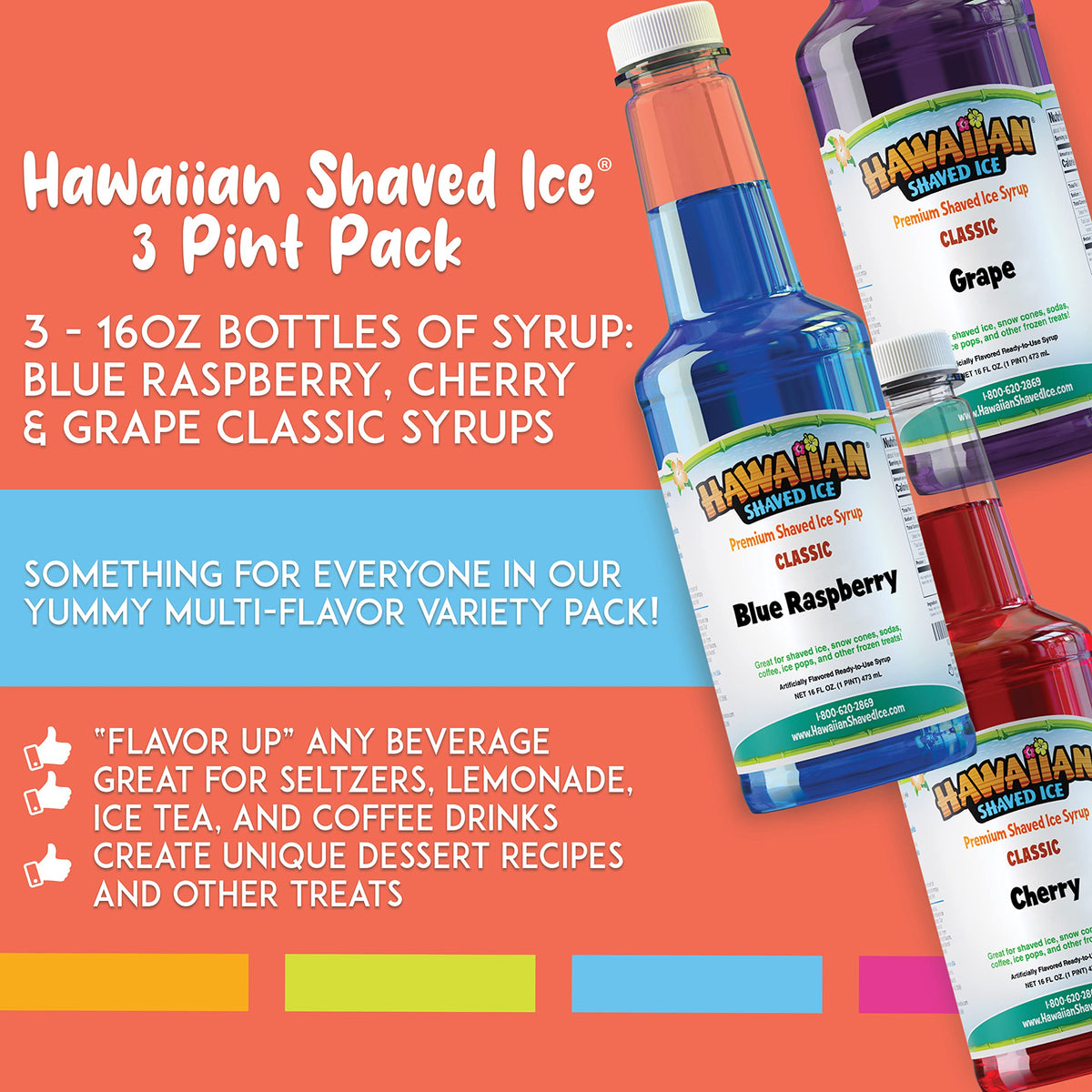 Hawaiian Shaved Ice Grape syrup bottle adds bold flavor to treats.