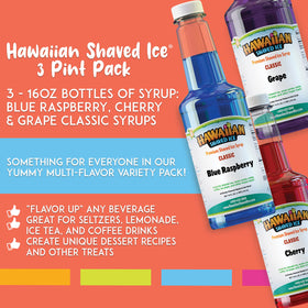 Hawaiian Shaved Ice Grape syrup bottle adds bold flavor to treats.