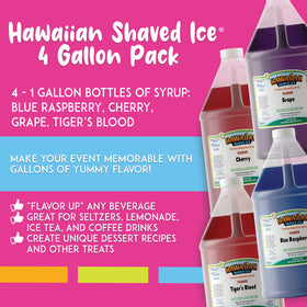 Hawaiian Shaved Ice Grape syrup bottle for vibrant slushies at gatherings.