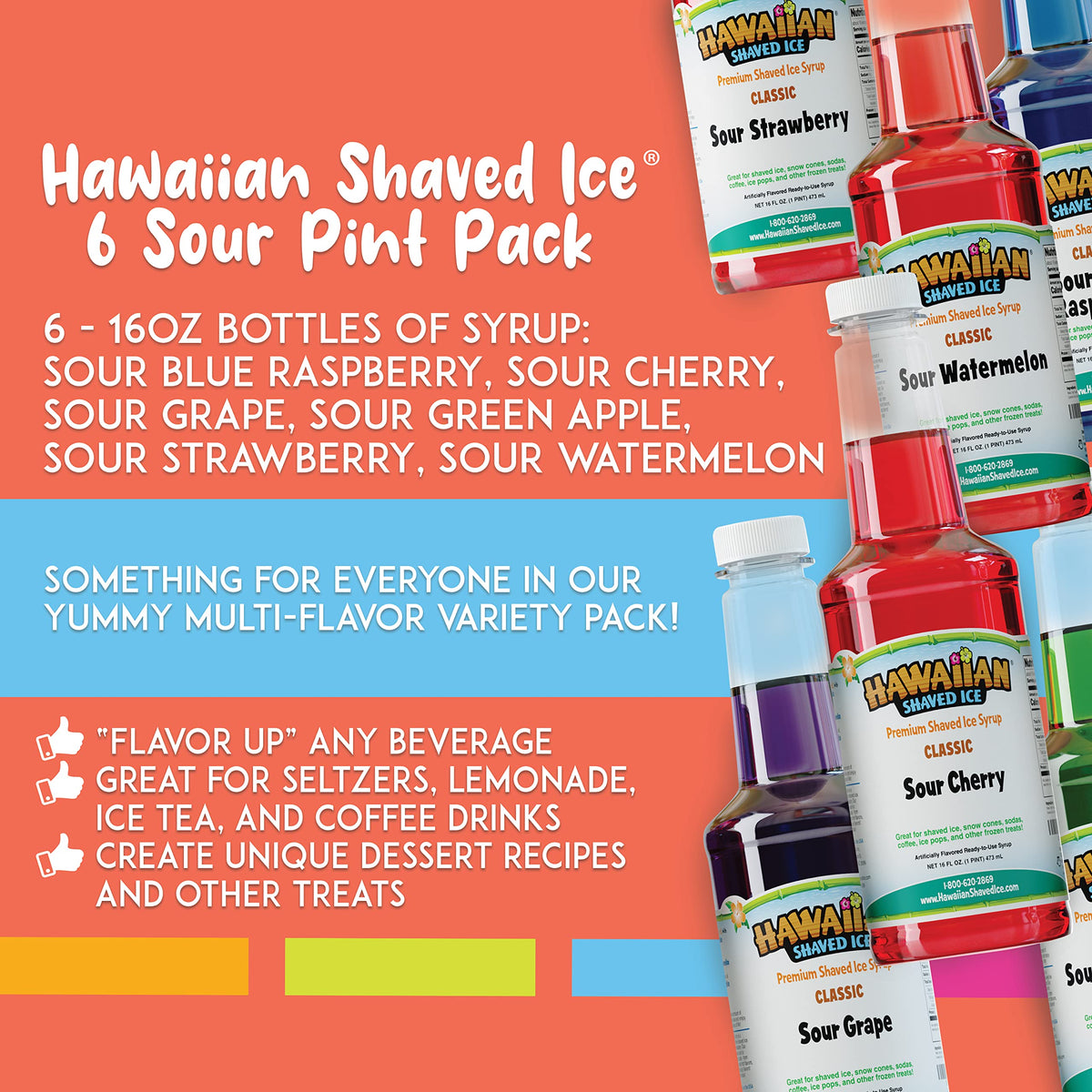 Hawaiian Shaved Ice Sour Grape pint bottle for tangy beverages