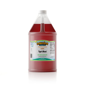 Hawaiian Shaved Ice Tiger's Blood syrup gallon front view for easy party prep.