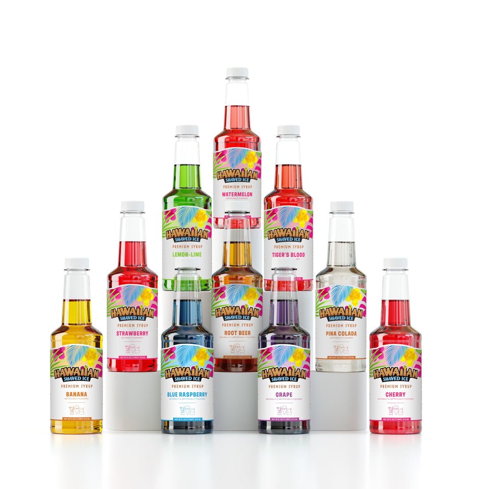 Hawaiian Shaved Ice variety pack bottle-pour for 16oz syrups