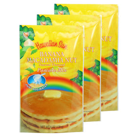 Hawaiian Sun Banana Macadamia Pancake Mix pack of three ready to whisk fluffy batter