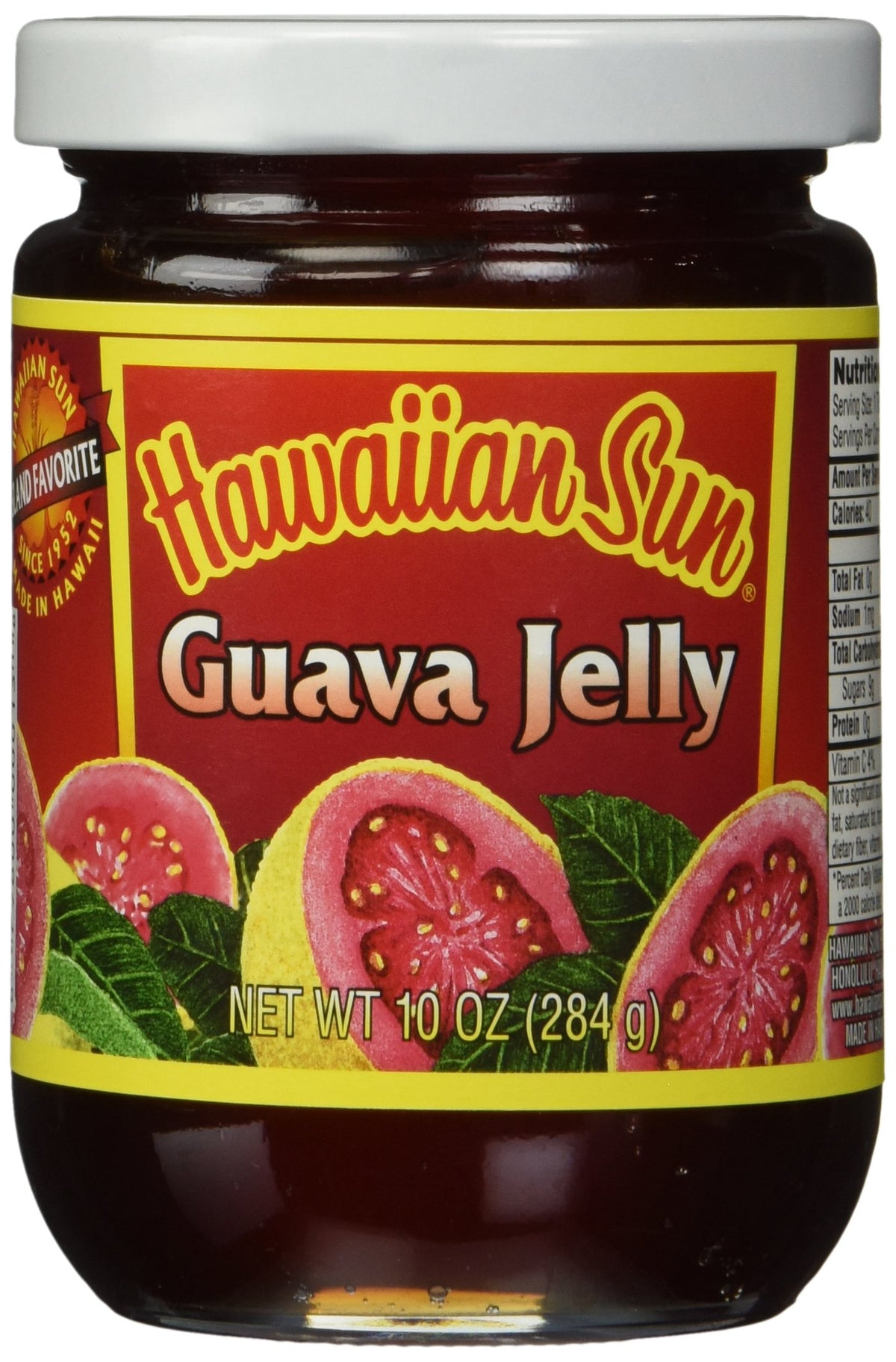 Hawaiian Sun Guava Jelly 10oz jar with real fruit flavor for toast and breakfast.