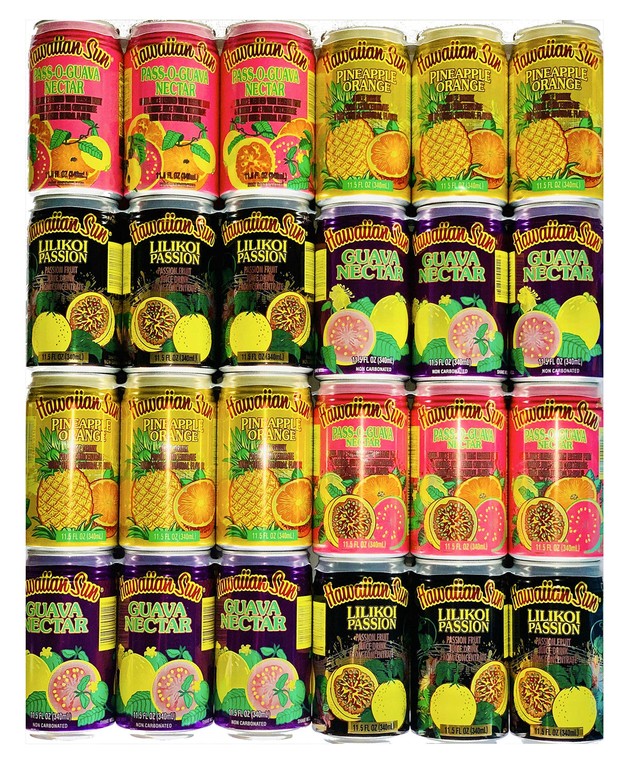 Hawaiian Sun 24-pack tropical drink sampler on display for gatherings.