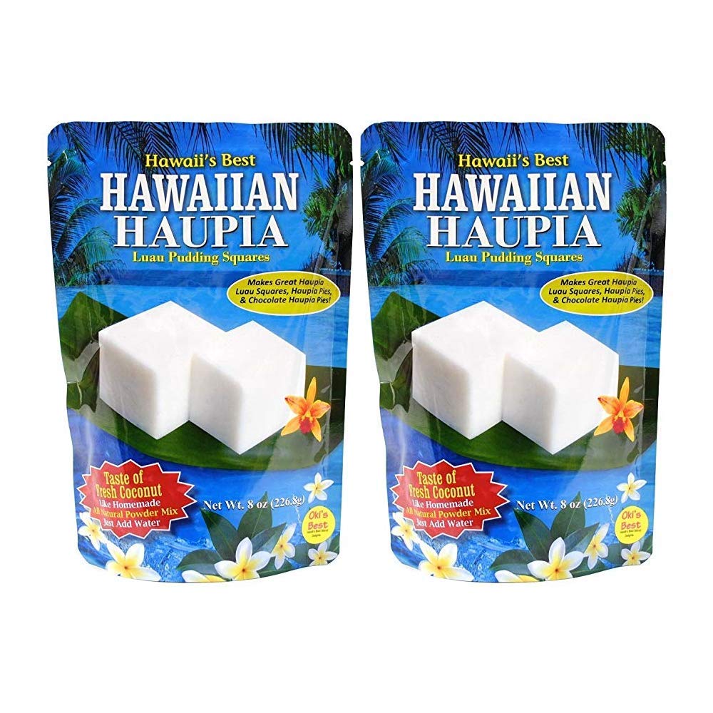 Hawaii's Best Haupia 2-pack packaging, ideal for easy luau dessert prep.