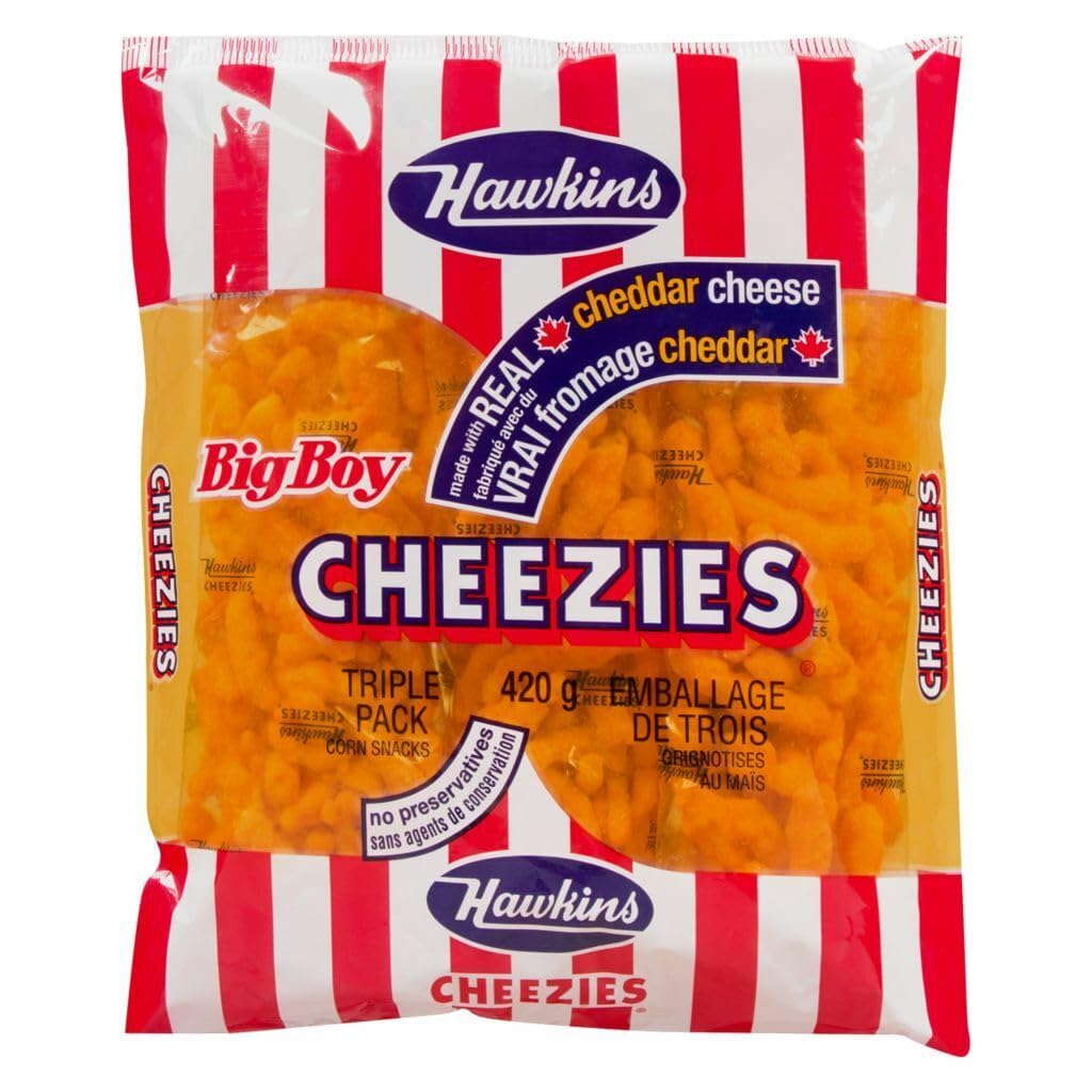 Hawkins Cheezies real cheddar bag close-up for convenient on-the-go snacking
