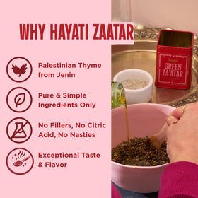 Hayati Za’atar olive oil dipping scene suggests perfect bread pairing.