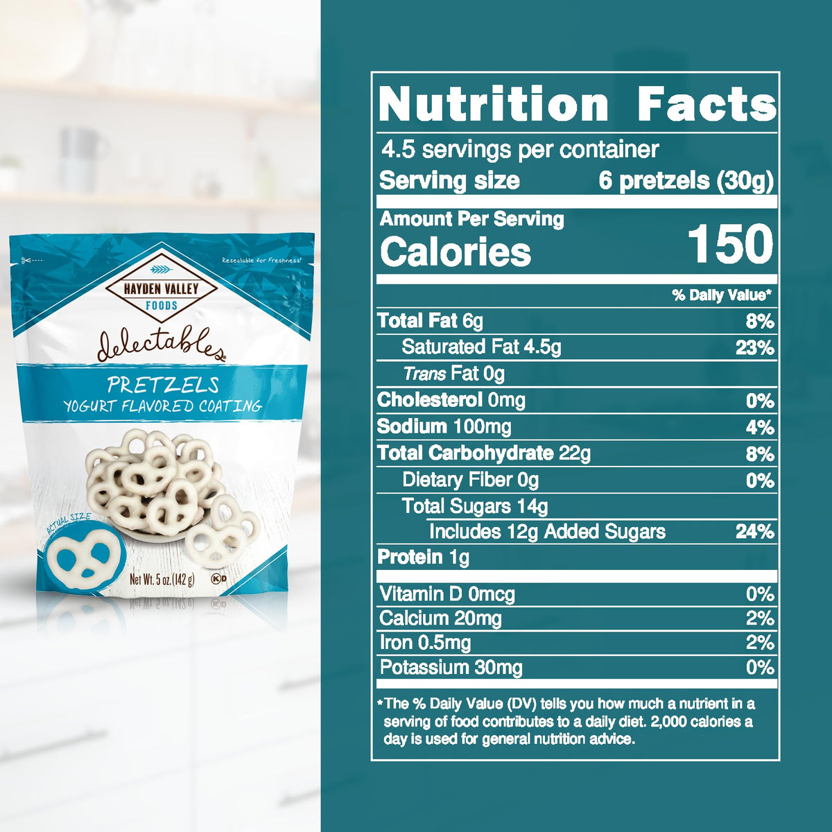Snack idea featuring Hayden Valley Foods Vanilla Yogurt Covered Pretzels for gatherings.