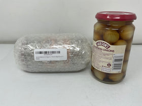 Cheese board featuring Haywards silverskin onions for antipasti.