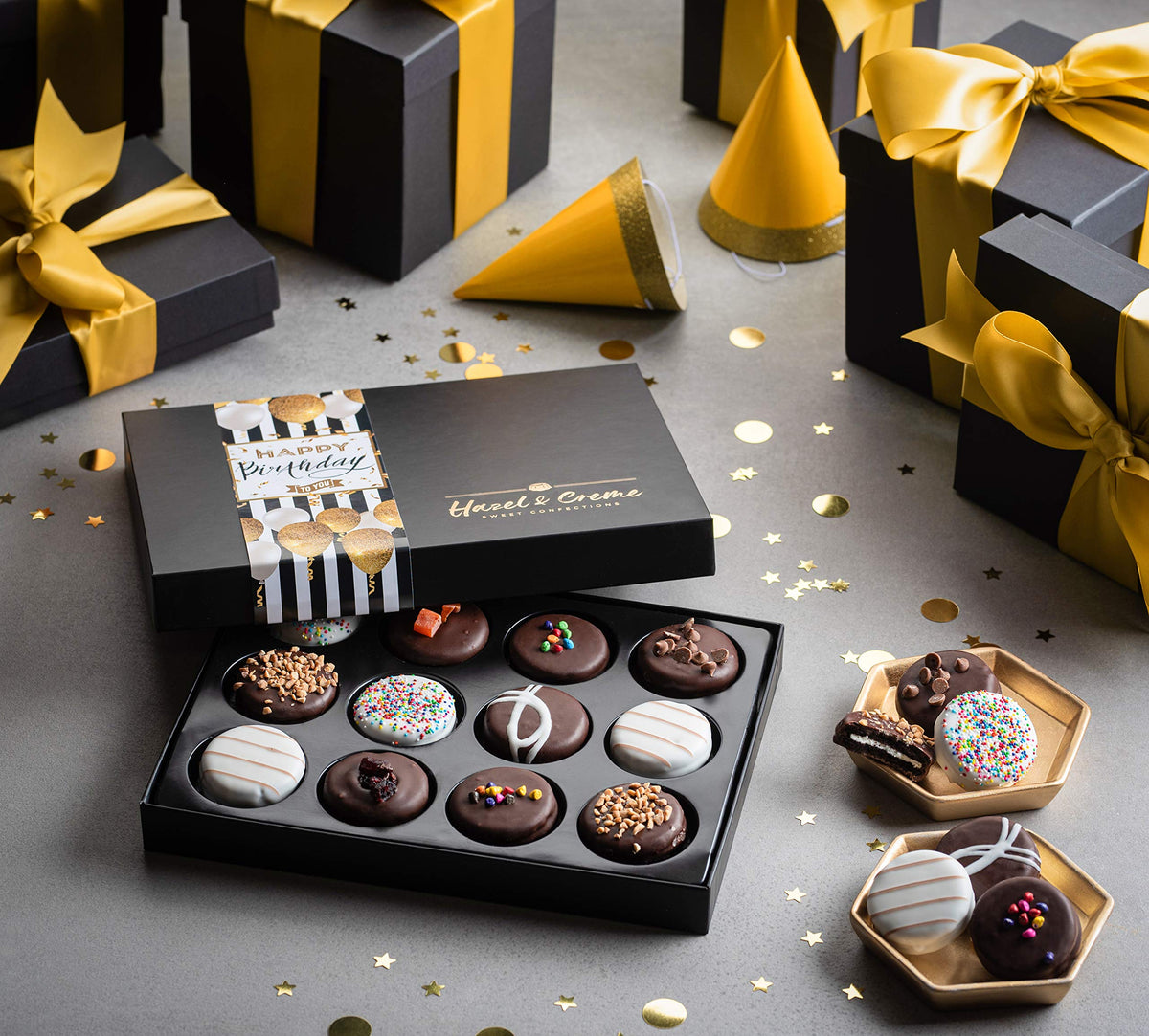 Hazel & Creme birthday gift packaging ready to give with elegant wrapping