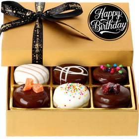 Hazel & Creme dark chocolate-dipped cookies display rich indulgence perfect for gifting.
