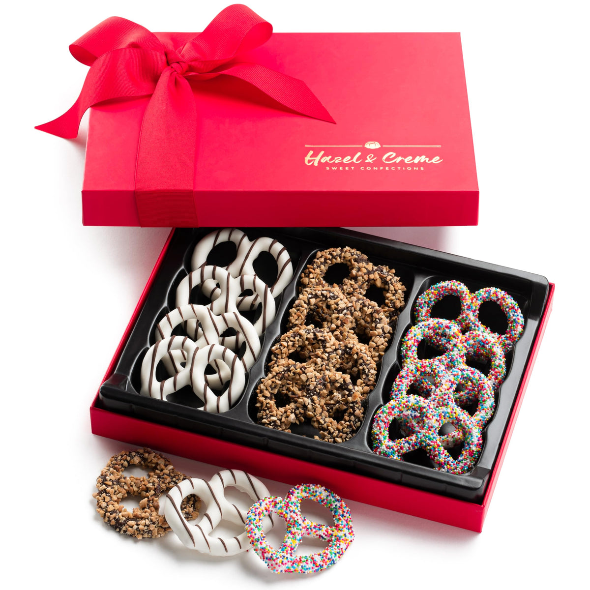 Hazel & Creme dark-chocolate-pretzels showcasing a rich, crispy indulgence.