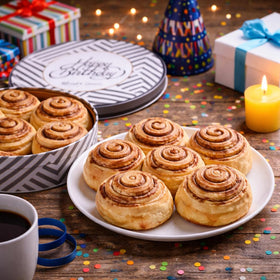 Hazel & Creme individually wrapped cinnamon rolls for easy gifting.