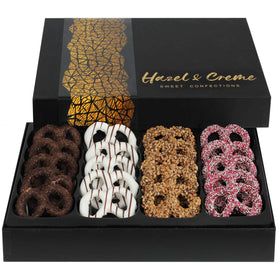 Hazel and Creme kosher pretzels assortment box, a tasteful treat for any occasion.