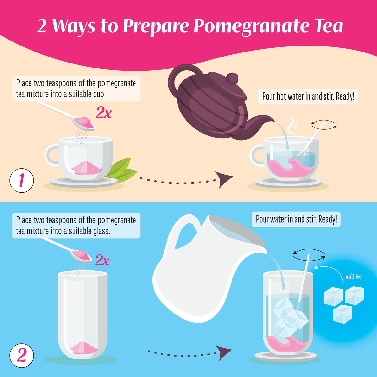 Cold pomegranate refreshment with HazerBaba powder in a glass.