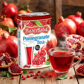 HazerBaba lemonade flavor powder with a glass of citrusy refreshment.