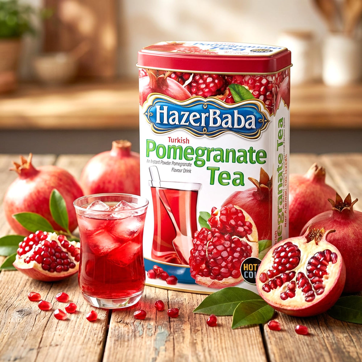 HazerBaba red apple flavor powder ready to blend into a beverage.