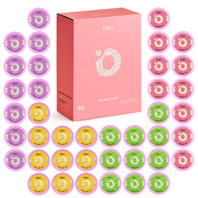 HBN Tea 40-count sampler box front, ideal gift for tea lovers.