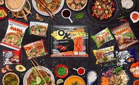 HCG Thai ramen flavors tom yum and pork variety in bright packaging.