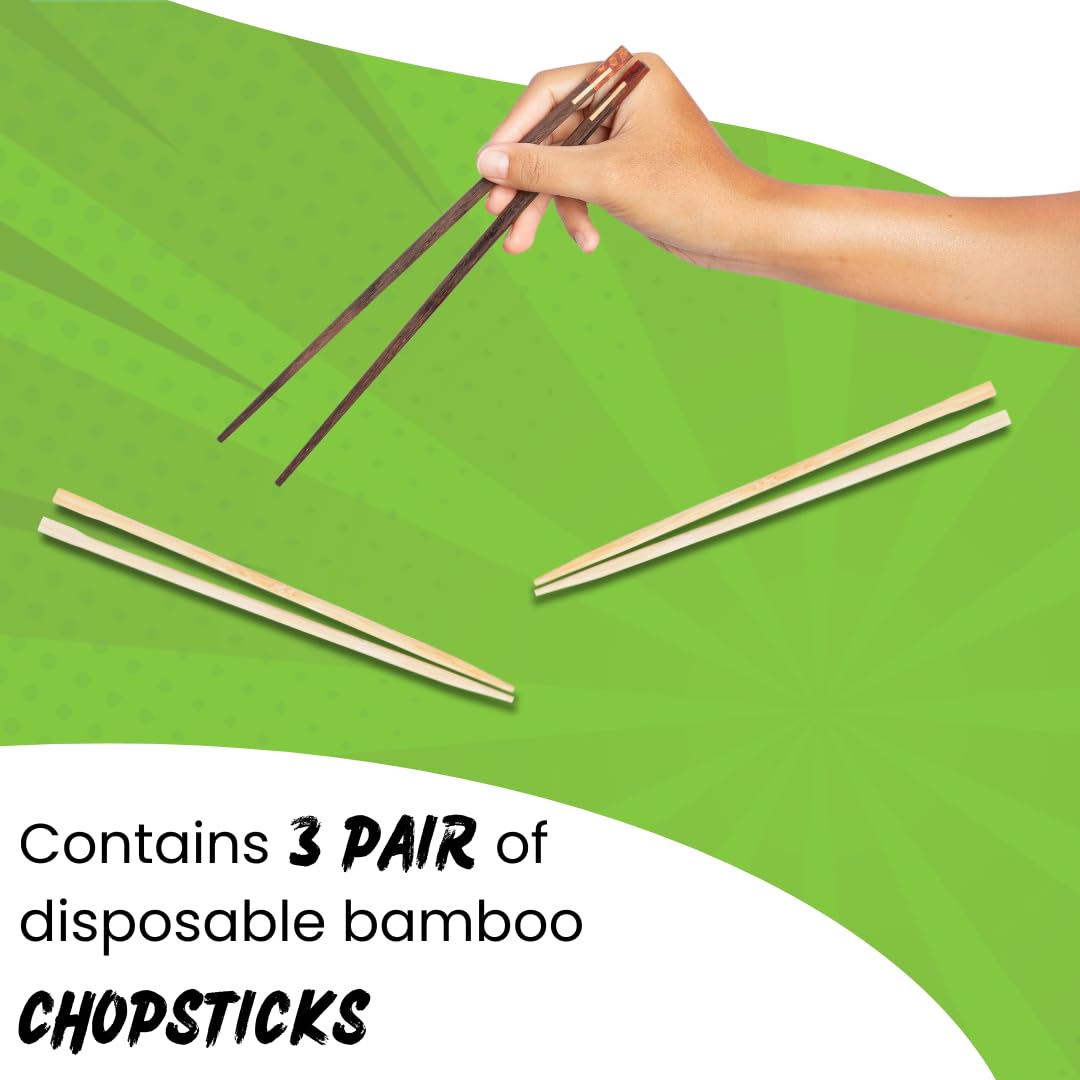 HCG three-pair chopsticks accompany the pack for convenient at-home dining.