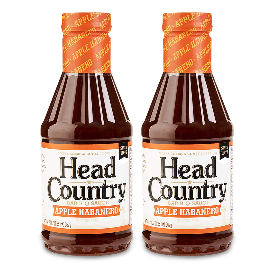 Head Country Bar-B-Q Apple Habanero bottle pour enhances grilled dishes with tangy sweetness and subtle heat.