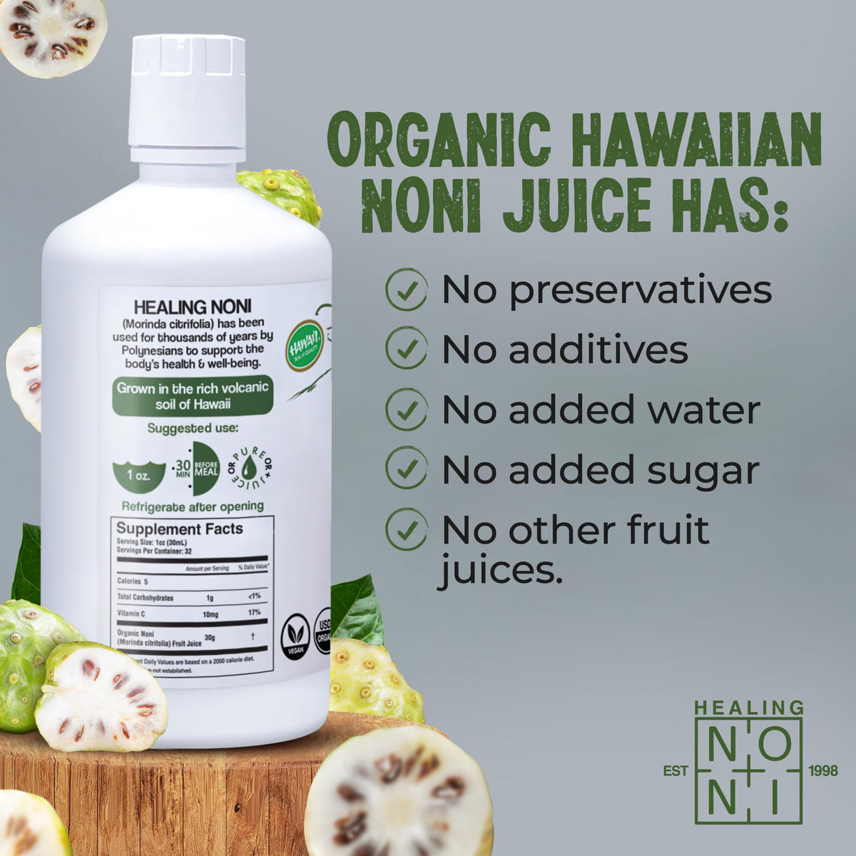 Healing Noni juice pour captures smooth flow ready for daily serving.