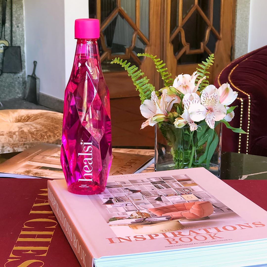 Healsi artesian water bottle design on a table, showcasing elegance and function