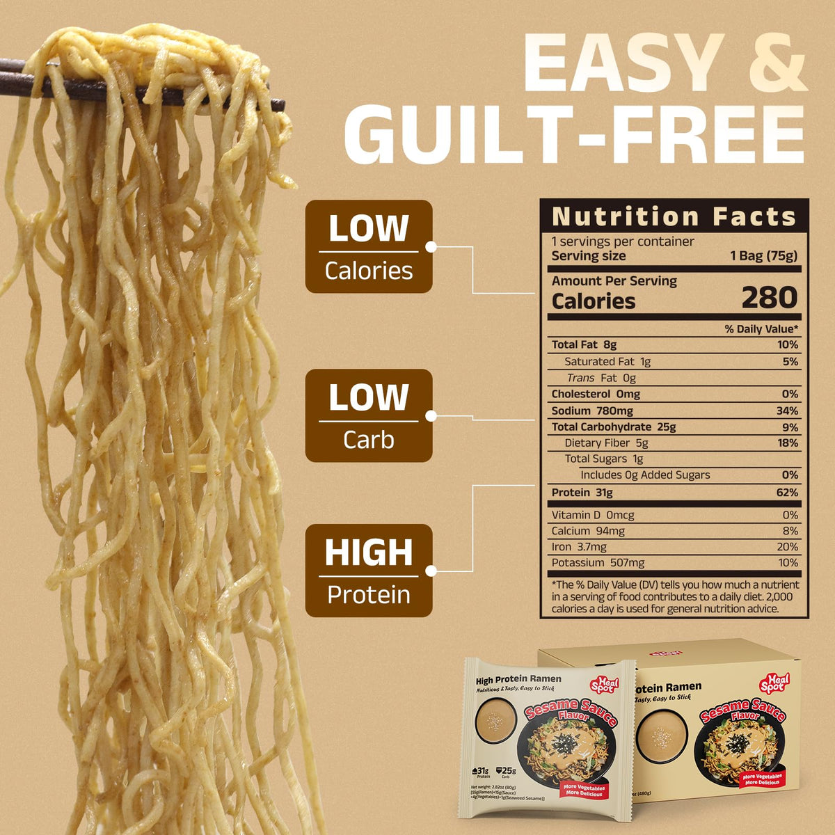 HealSpot 6-pack sesame sauce flavor box shows value and flavor variety.