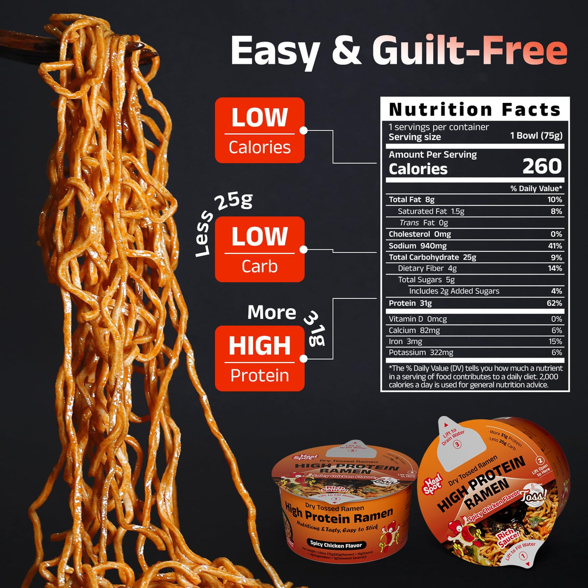 HealSpot dry-tossed noodles with vegetables and sesame flakes ready to mix