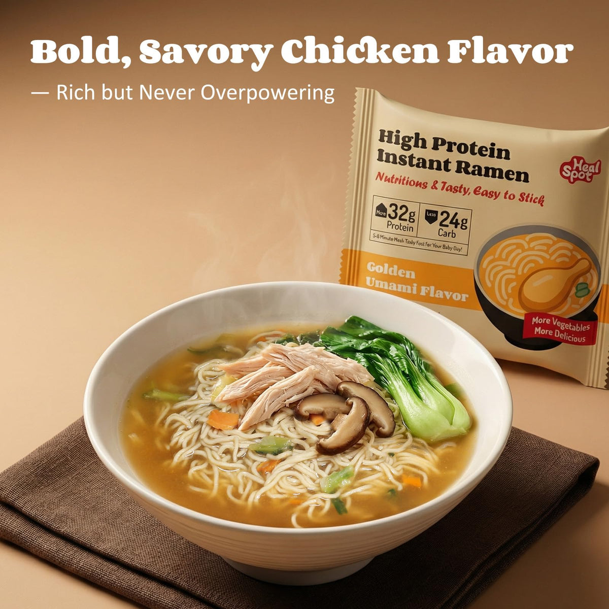 HealSpot ramen steaming bowl ready in minutes
