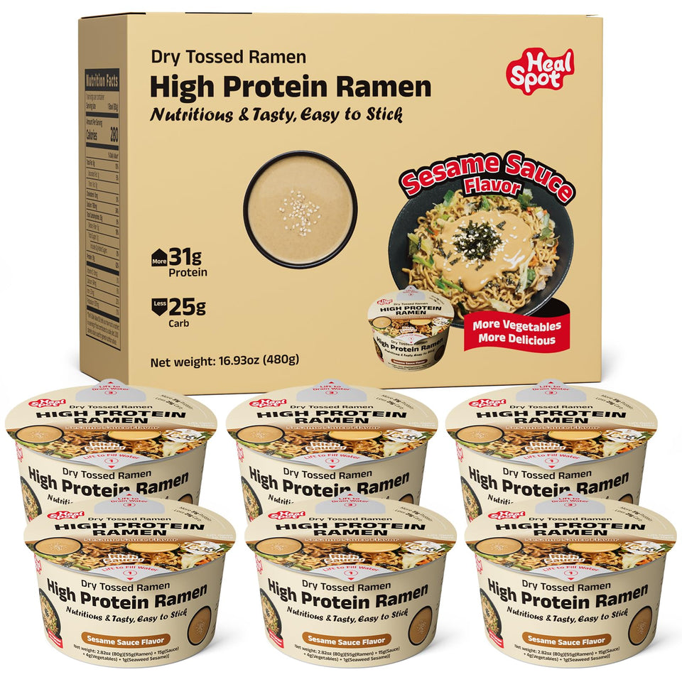 HealSpot High Protein Ramen bowl with sesame sauce offering a protein boost