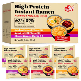 HealSpot High Protein Ramen Golden-Chicken bowl highlighting 32g protein per serving