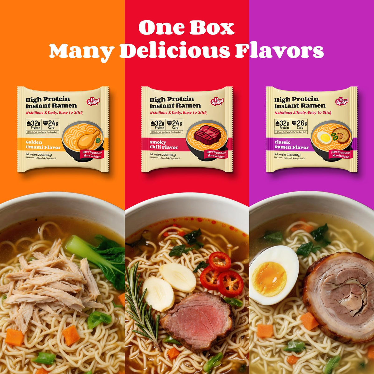 HealSpot High Protein Ramen Golden-Chicken noodles close-up highlighting non-fried, low-fat profile