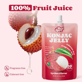 Healspot Mango flavor pouch highlighting chewy konjac jelly texture.