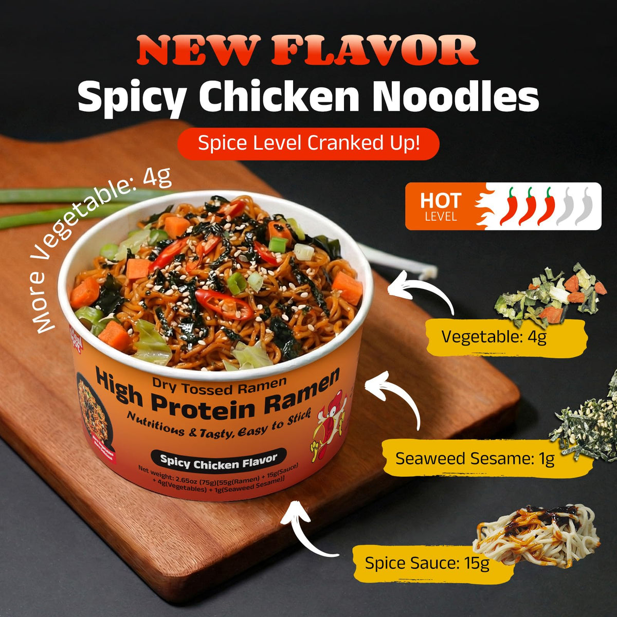 HealSpot non-fried ramen shown to be low fat and low carb for keto options