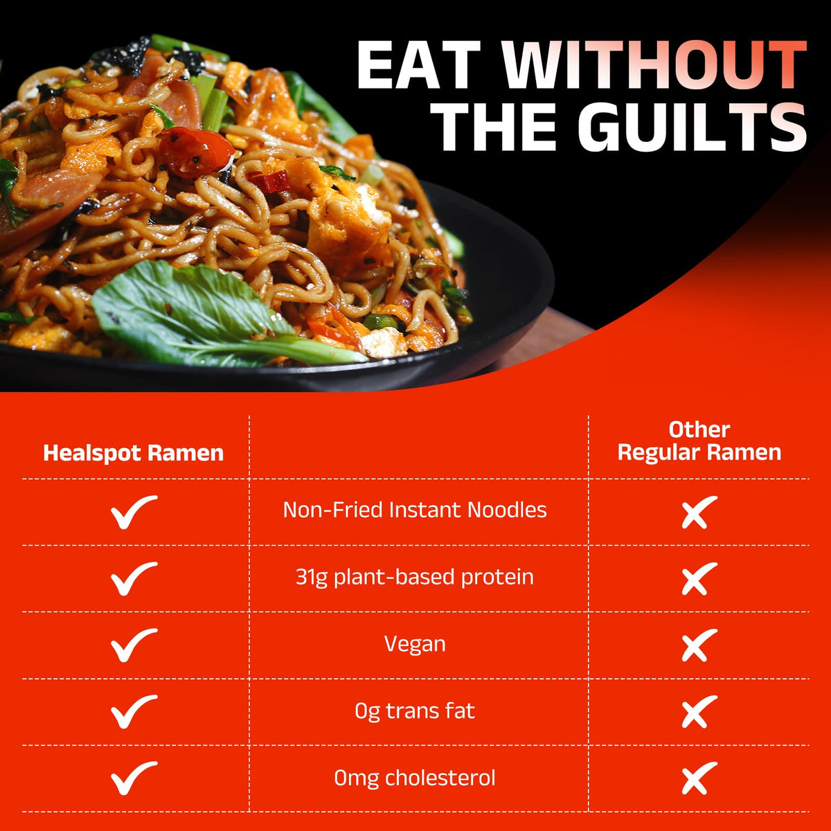 HealSpot non-GMO noodles with clean labels and natural ingredients.