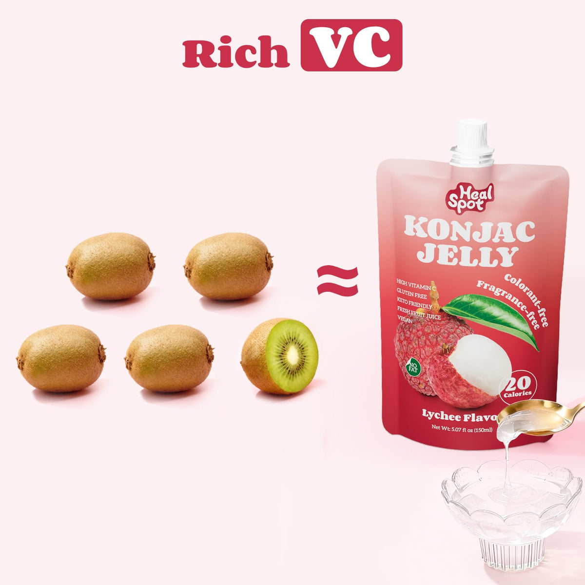 Healspot Peach flavor pouch offering fruity flavor with low-calorie snacking.