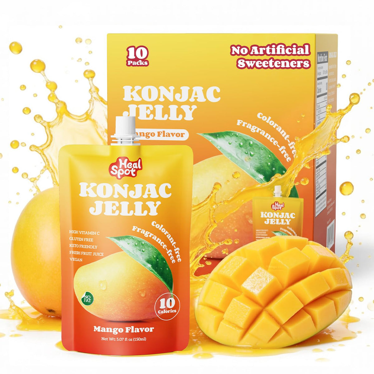 Healspot real fruit juice packaging highlighting clean label and on-the-go convenience.
