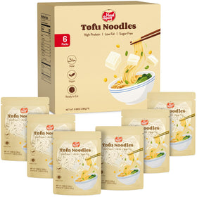HealSpot Tofu Noodles packaging shows clean ingredients and six-pack convenience