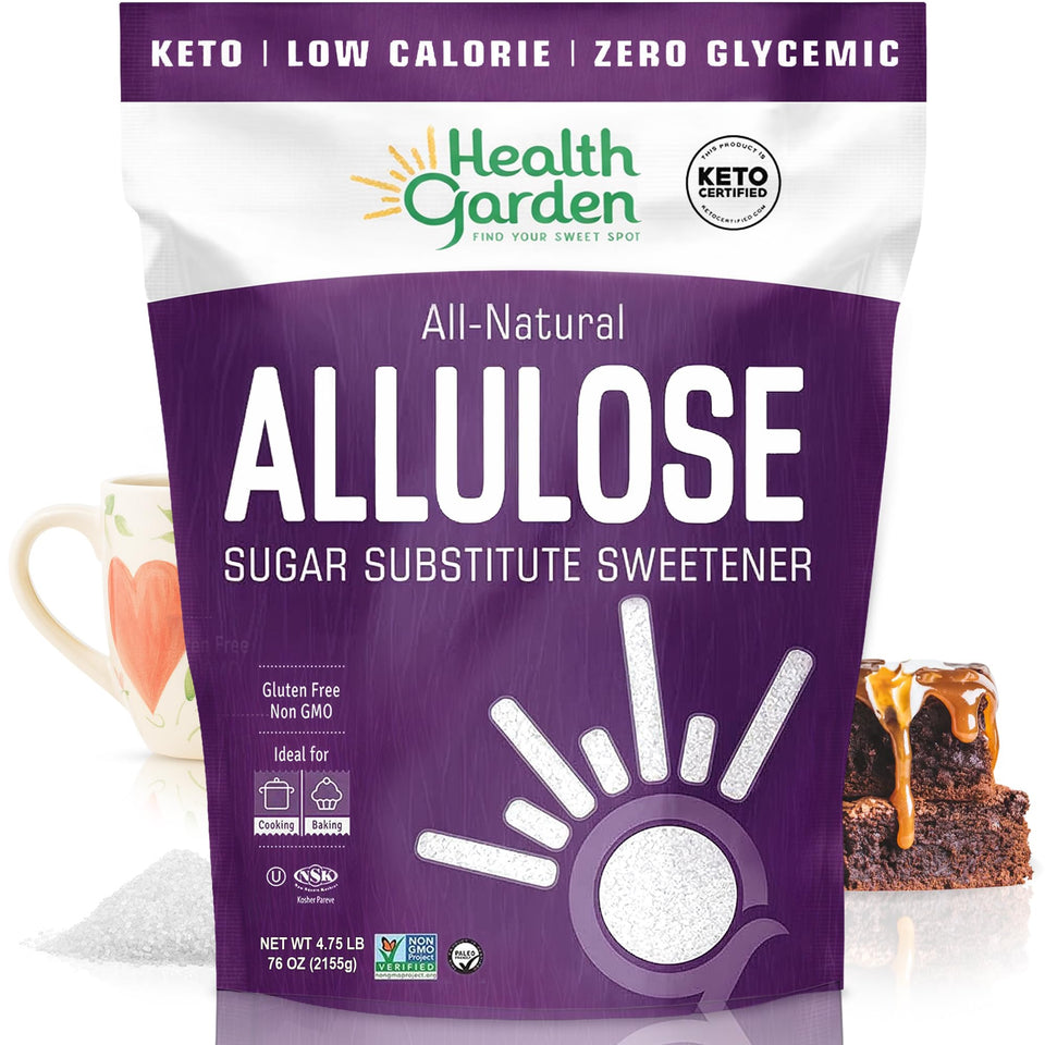 Health Garden Allulose Sweetener 76oz bag for easy sugar replacement in recipes.