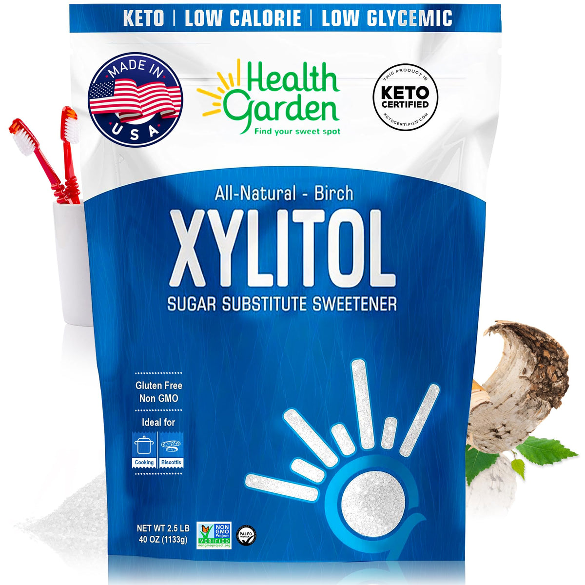 Health Garden Birch Xylitol bag 40 oz for 1:1 sugar replacement in baking