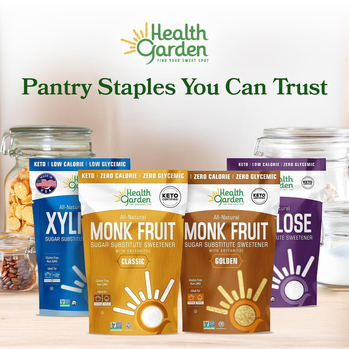 Health Garden Xylitol vegan keto-friendly label highlights lifestyle compatibility