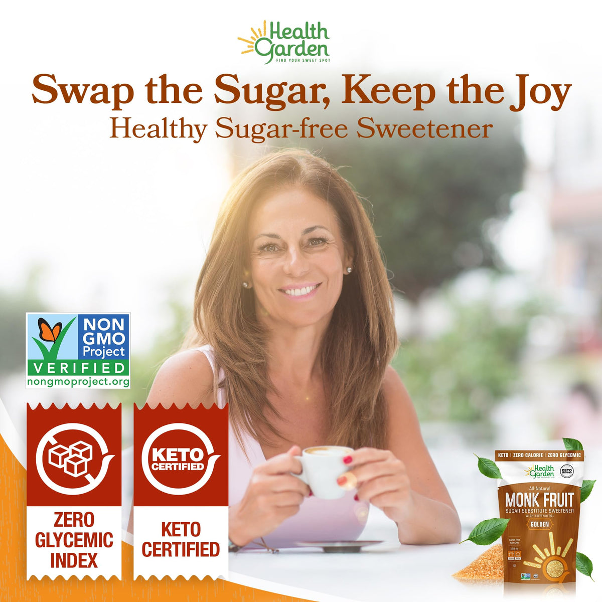 Health Garden Monk Fruit Sweetener Golden granules ideal for baking