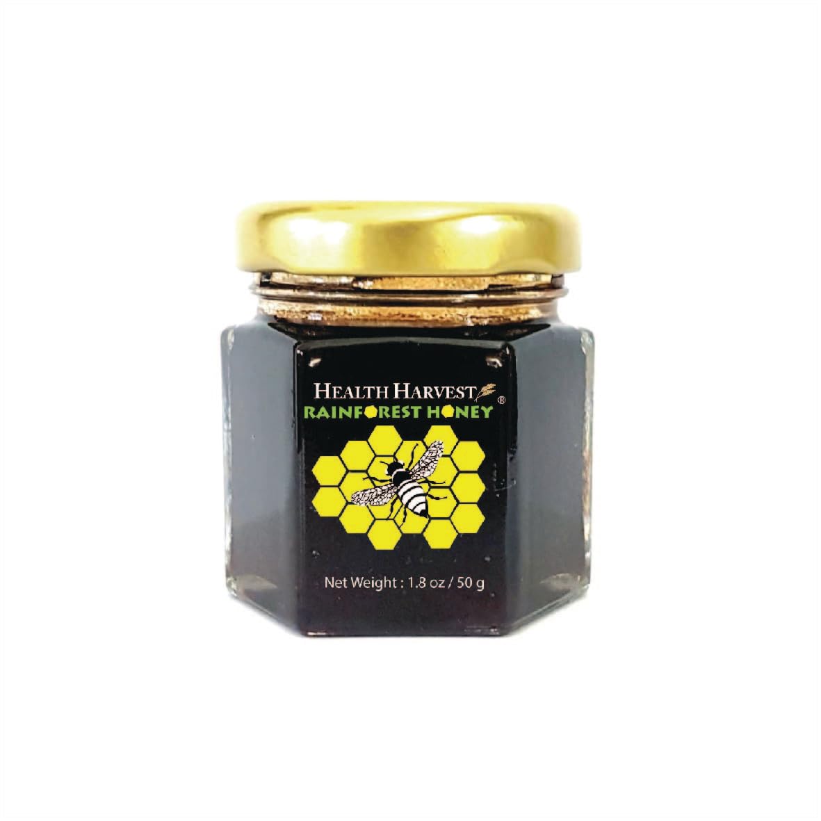 Health Harvest Tualang honey jar front, premium purity for daily wellness