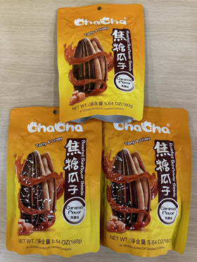 HealthEmpire ChaCha Roasted Sunflower Seeds caramel flavor closeup, savory crunch for on-the-go snacking