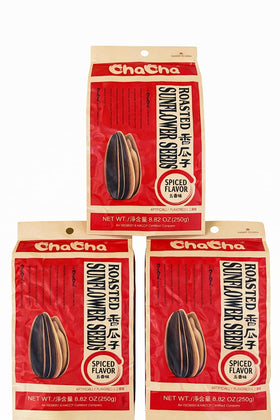 HealthEmpire ChaCha Roasted Sunflower Seeds Spiced pack shot showing large, crispy seeds ready to snack