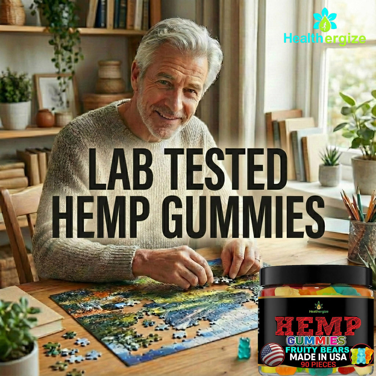 Healthergize Hemp Gummies assorted fruit flavors provide a refreshing bite.
