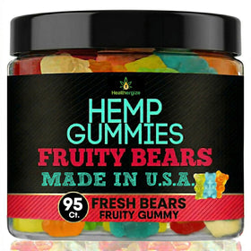 Healthergize hemp gummies bottle for sleep support and calm evenings.