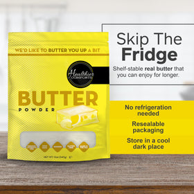 Healthier Comforts Butter Powder baking: enhances cookies and cakes with real butter taste.